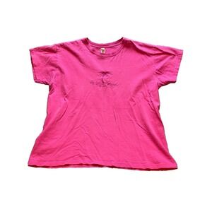 Ft. Meyers Beach Shirt Adult Large Pink Embroidered Palm‎ Tree Tropical Ladies